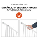 hauck Open N Stop 2, Weiß – Schutzgitter Treppe und Tür 75–80 cm – Kindersicheres Absperrgitter ohne Bohren – Manuelle 1 Hand Öffnung – nur für Innen