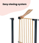 Safety 1st Easy Close Metal Gate, Treppenschutzgitter ohne Bohren, 73–80 cm (bis 108 cm erweiterbar), leicht schließbares Türschutzgitter, mit 1 Hand öffnen, Zweifachsicherung, Wood Effect
