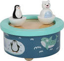 small foot Spieluhr Arktis aus Holz, Einschlafhilfe für Kinder ab 3 Jahren, mit abnehmbaren Holzfiguren, Art. 11961, Blau