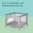 Bebeconfort Adonis, 2-in-1 Baby Kinderbett & Laufstall Baby, 0–3 J. (15 kg), kompaktes Baby Reisebett, seitliches Einstiegsfenster, große Matratze, Tragetasche, zusammenklappbar, stabil, Mineral Grey