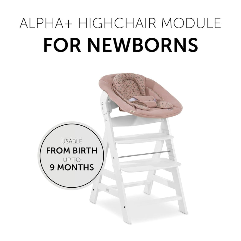hauck 2in1 Babywippe & Neugeborenenaufsatz für Alpha+ & Beta+ Holzhochstuhl Alpha Bouncer 2in1, ab Geburt bis 9 kg, 3-Punkt-Hüftgurt, Sitzverkleinerer, Wippgestell (Disney Bambi Rose)