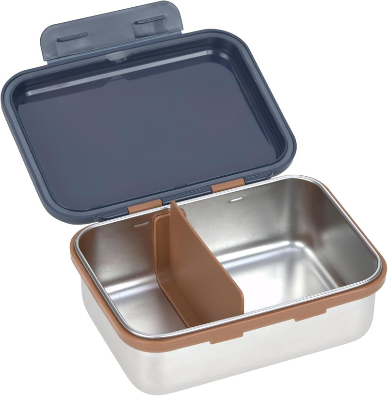 LÄSSIG Kinder Brotdose Edelstahl Lunchbox Frühstücksbox Nachhaltig Kindergarten Schule/Lunchbox Stainless Steel Little Gang Smile navy