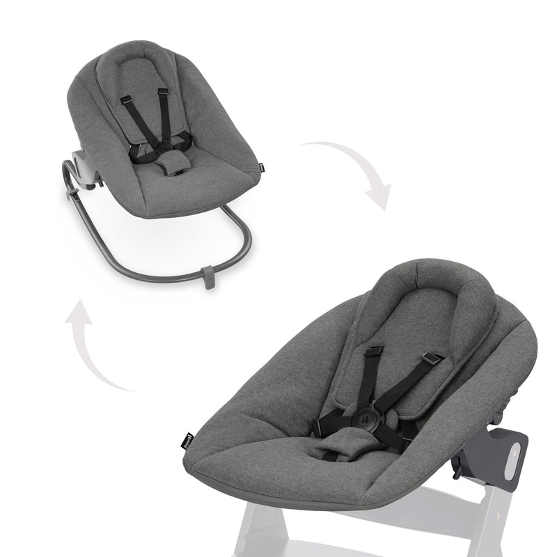 hauck Babywippe & Newborn Aufsatz Premium für Hochstuhl Alpha & Beta ab Geburt - 2in1 Babyaufsatz für Neugeborene mit 5-Punkt-Gurt, verstellbarer Rückenlehne & Baumwolle