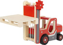 small foot Gabelstapler mit Palette aus Holz, mit beweglicher Gabel und Seilwinde, Spielfahrzeug für Kinder ab 2 Jahren, 12636