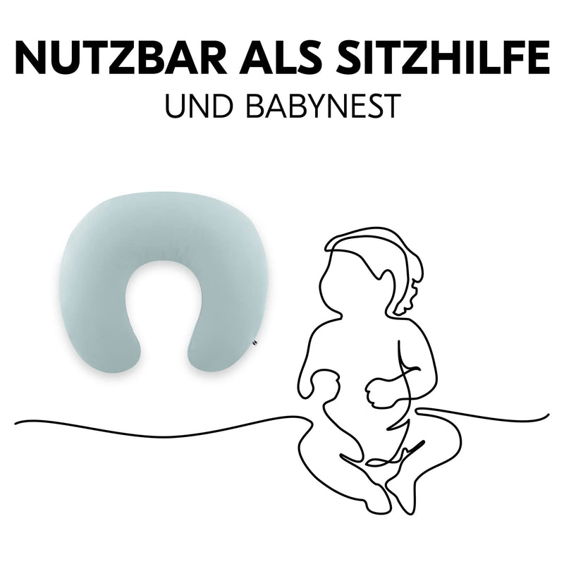 hauck Baby Stillkissen mit Mikroperlenfüllung Nurse N Feed mit Baumwoll Bezug, Härtegrad Anpassbar, Inkl. Tragetasche, Waschbar (Eukalyptus)