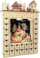 small foot Adventskalender „Wintertraum“ aus Holz, mit Schnitzereien und Beleuchtung, ca. 34 x 7,5 x 52 cm, 10215