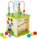 small foot Motorikwürfel aus stabilem Holz mit fünf Seiten Spielspaß, inkl. Motorikschleifen und Kugelbahn, 10605