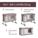 Chicco Next2Me Forever, 3-in-1-Babybett für Neugeborene, Bistellbett, das zu einem Montessori-Bett wird, bis 4 Jahre (22 kg), verstellbare Höhe, gute Luftzirkulation, 4 Räder, inklusive Matratze