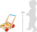Small Foot Lauflernwagen Bauklötze aus Holz, Motorikspielzeug für Farb-und Formverständnis, ab 12 Monaten, 2695, Rot