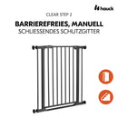 hauck Clear Step 2, Schwarz - Schutzgitter Treppe und Tür 75–80 cm – Kindersicheres Absperrgitter mit flachem Einstieg, Manuelle 1 Hand Öffnung, ohne Bohren - nur für Innen