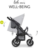 hauck Geschwisterwagen Roadster Duo SLX, Zwillingsbuggy ab Geburt bis 15 kg (ca. 3 Jahren) mit Liegefunktion, XL Korb, Einfach und Klein Zusammenklappbar, Große Räder (Grey/Silver)