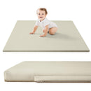 Hakuna Matte Stylische Spielmatte für Baby aus veganem Leder 120x120x2,5cm, Creme – Krabbelmatte für Baby mit Memory-Schaum und rutschfester Unterseite – pflegeleichte, schadstofffreie