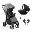 hauck 2in1 Kinderwagen Set Shop N Care Travel Set inkl. Buggy und Babyschale ab Geburt bis 22 kg, Klein Zusammenklappbar, Liegefunktion, Getränkehalter & Tablett, UV-Schutz 50+ (Grey)