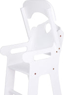 Small Foot Puppenhochstuhl aus weiß lackiertem Holz, Puppenzubehör mit klappbarem Tisch, für Kinder ab 3 Jahre, 2872