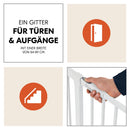 hauck Open N Stop 2, Weiß – Schutzgitter Treppe und Tür 84–89 cm – Kindersicheres Absperrgitter ohne Bohren – Manuelle 1 Hand Öffnung – nur für Innen