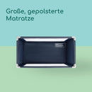 Bebeconfort Sweet Dreams, Baby Reisebett, 0–3 Jahre (0–15 kg), Reisebett leicht für Babys, Große gepolsterte Matratze, Seitenfenster, Einfach Kompakt Klappbar, Mit Reisetasche, Navy Blue