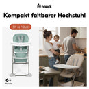 hauck Sit N Fold, Dusty Mint - Faltbarer Hochstuhl für Kinder ab 6 Monaten bis 15 kg, mit 5-Punkt-Gurt, Rückenlehne & Essbrett Verstellbar, Becherv...