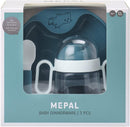 Mepal – Baby 3er Geschirrset Mio – Inklusive auslaufsicherem Trinkbecher, Lernteller & Lernlöffel – Spülmaschinengeeignet & BPA frei – 3er Set – Deep blue