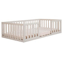 roba Montessori Floor Bed 70 x 140 cm for Children - Includes Slatted Base & Fall Protection - Floor-Level Sleeping Concept for Toddlers - Stone Washed
