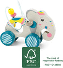 Small Foot Schiebetier mit Motorikschleife Jungle, aus FSC 100%-zertifiziertem Holz, ab 12 Monaten, 11088, orange