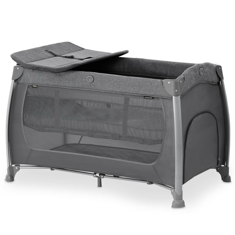 Hauck Reisebett Play'n Relax Center Wickelauflage Beistellbett Melange Charcoal