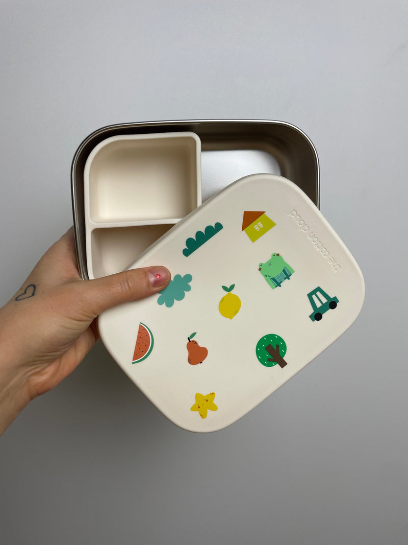 Stainless steel lunch box with removable compartments • Tiny Bits