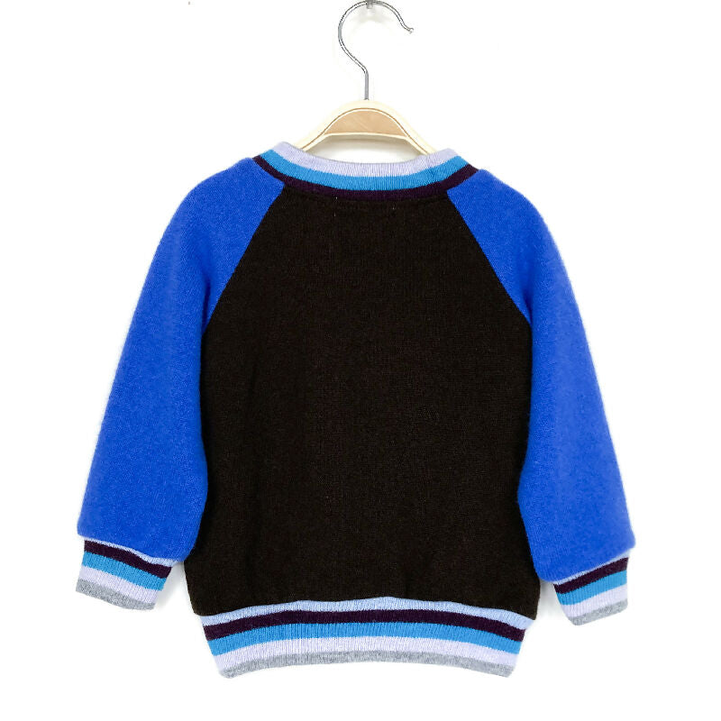 kronjuwel Kaschmirpullover für Kleinkinder 80/86 dunkelbraun blau Upcycling