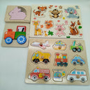 KINDSGUT Bundle Tier & Fahrzeug Set von 4 Holzpuzzle