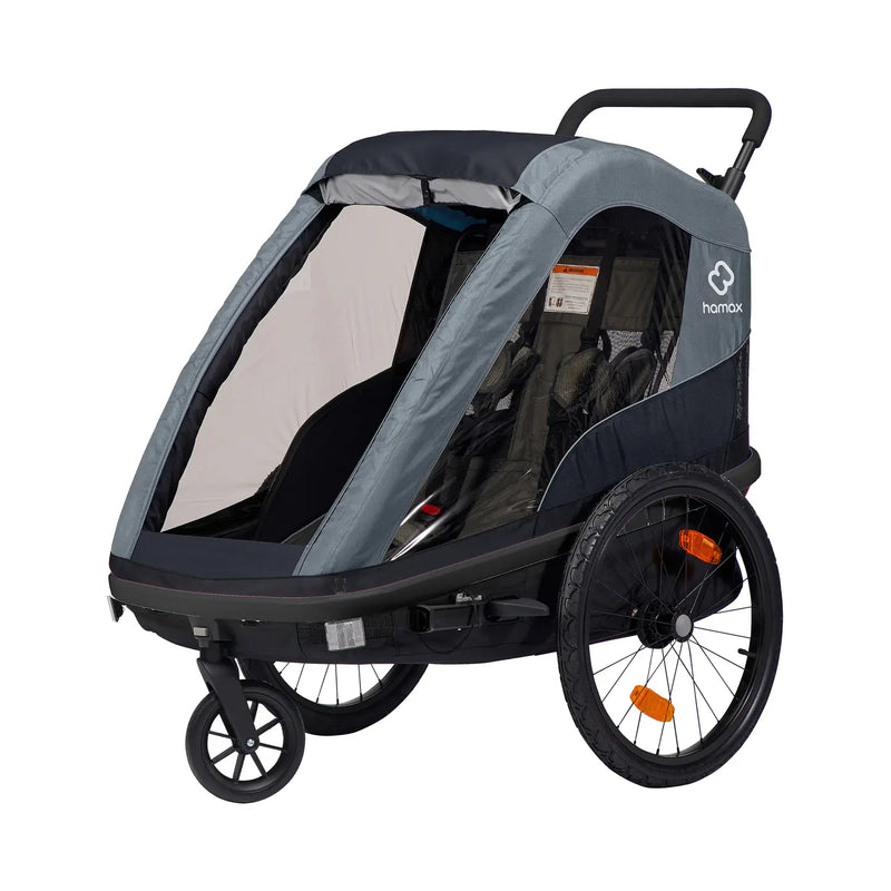 B-Ware Hamax Avenida Zweisitzer Fahrradanhänger Kindertransporter Blau Schwarz