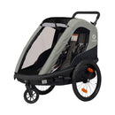 B-Ware Hamax Avenida Zweisitzer Fahrradanhänger Kinderwagen Olivgrün Schwarz Aluminium