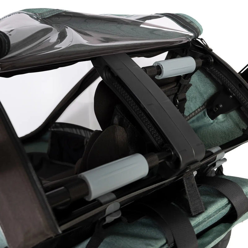 B-Ware Hamax Fahrradanhänger Einsitzer Kinderanhänger Green Black Regenverdeck Tasche