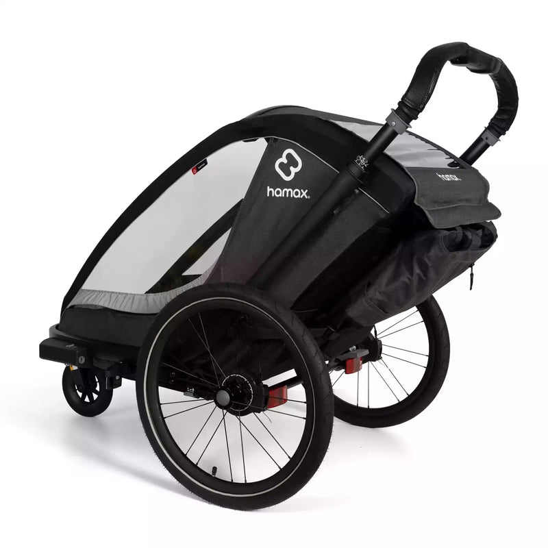 B-Ware Hamax Cocoon One Fahrradanhänger Buggy Kindertransport Grau Schwarz Einsitzer