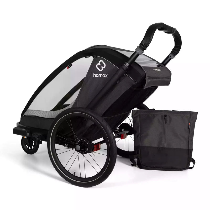B-Ware Hamax Cocoon One Fahrradanhänger Buggy Kindertransport Grau Schwarz Einsitzer