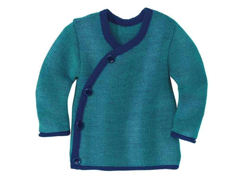 Strickjacken Strickpullover & Strickjacken Kleidung Baby-Jacke melange-marine-lagoon* Disana Front Image Last Season