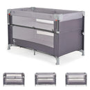Moni Reisebett Next Level, 2 Ebenen, Matratze, Seite zum klappen, Beistellbett grau