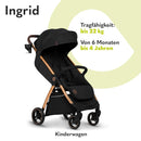 LIONELO INGRID Kinderwagen bis 22 kg von 6 Monaten bis 4 Jahren Große 360° schwenkbare Räder Volle Federung Einhändig zusammenklappbar Verstellbare Rückenlehne und Fußstütze Großes XXL-Verdeck