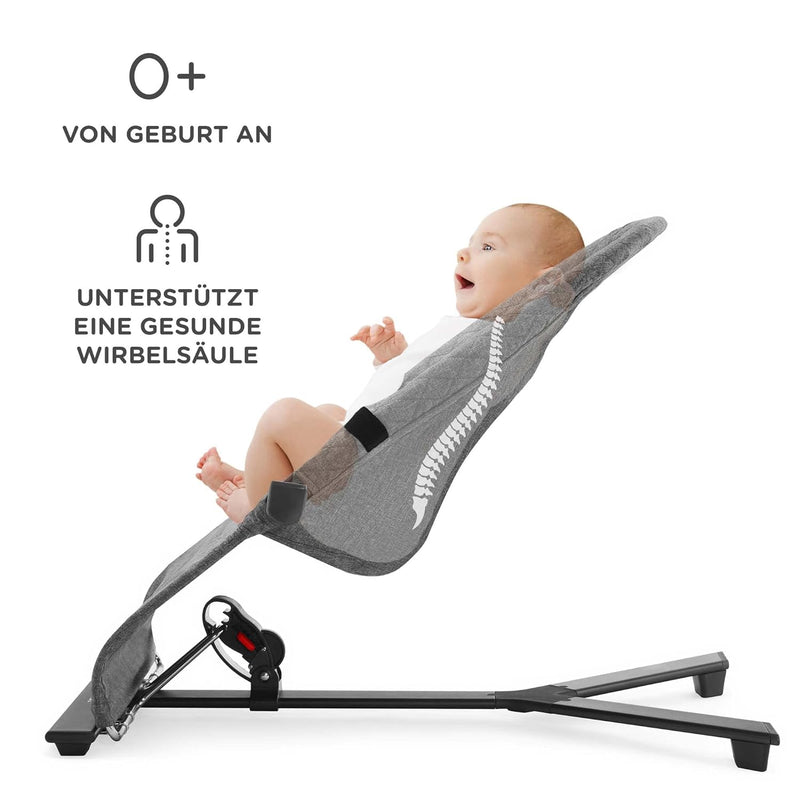 Kinderkraft Babywippe MIMI, Spielbügel mit 2 Spielzeuge, verstellbare Rückenlehne, Weiches Material, Minimalistische Skandinavisches Design, Zusammenklappbar