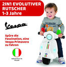 Chicco Motorrad Rutscher für Kinder Vespa Primavera, Kinderfahrzeug mit Elektronischem Bedienfeld, Lichtern und Geräuschen, Abnehmbare Stützräder, Max 25 kg, Kinderspielzeug von 1-3 Jahren