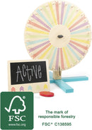 small foot Glücksrad Active aus Holz, mit wendbarer Drehscheibe und kleiner Tafel, Gesellschaftsspiel ab 5 Jahren, 11371
