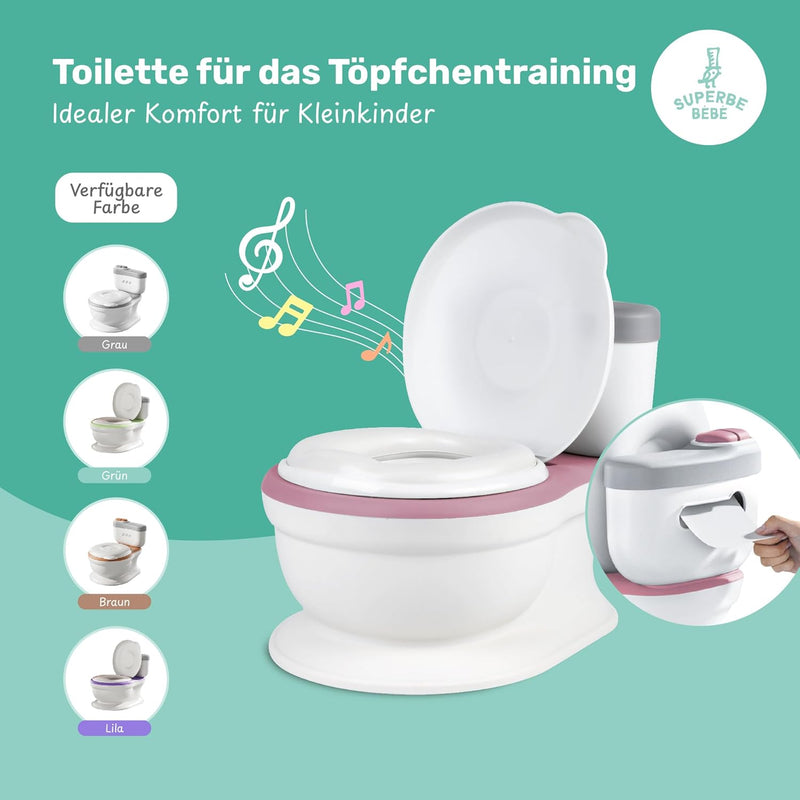 Baby Töpfchen - Toilettensitz Kinder - Kinder Töpfchen Mit Musik & Spülgeräusch Für Töpfchentraining - Baby & Kindertoilette - Leicht Zu Entleeren Mit Herausnehmbarem Topf - Potty Training Toilet