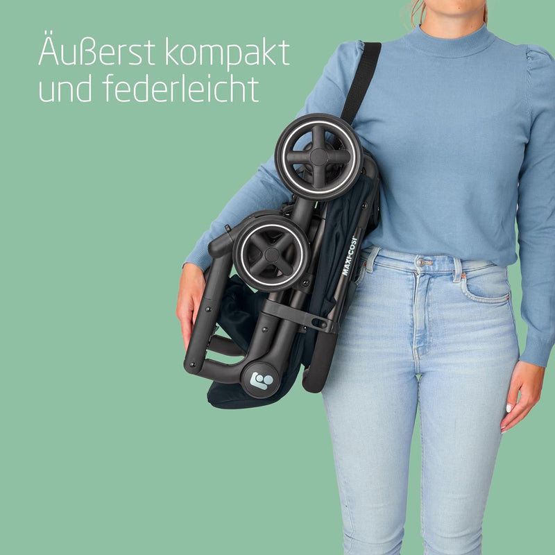 Maxi-Cosi Lara2 Baby Kinderwagen, 0–4 Jahre, 0–22 kg, federleichter, kompakter Buggy, 3 Liegepositionen, flache Liegeposition, klein zusammenklappbar, Schultergurt