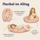 Julius Zöllner Musselin Stillkissen ca. 190 cm | Füllung 42 Liter EPS-Mikroperlen | Made in Germany | Bezug aus 100% Baumwollmusselin | Oeko-TEX® Standard 100 | Dusty Rose