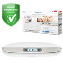 reer BabyCare Babywaage | Ergonomische Wiegeschale für Neugeborene/Babys | 25kg Maximalgewicht | Integriertes Maßband, HOLD- und Tarierfunktion | Beleuchtetes LCD-Display | Präzision von 5g