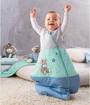 Sterntaler Funktionsschlafsack für Kleinkinder, Esel Emmi, Ganzjährig, Wärmeregulierung, Reißverschluss, 110 cm, Blau/Mehrfarbig