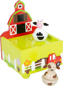 small foot Spieluhr Bauernhof, aus Holz mit fröhlichen Tiermotiven, Musikuhr für Kinder ab 3 Jahren, 11715, Braun und Weiß