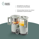 Babymoov Nutribaby Glass Green Celadon - Babynahrungszubereiter aus Glas und Edelstahl, 4-in-1: Dampfgaren, Mixen, Aufwärmen, Erwärmen, 1900 ml Fassungsvermögen
