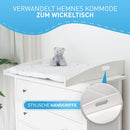 FLIPLINE Wickelaufsatz Hemnes HappyBaby weiß [85x75x13cm] für IKEA Hemnes Kommode - INKL. 2-Stufen-Sicherheit an Wand und Kommode - Wickeltischaufsatz 100% sicher