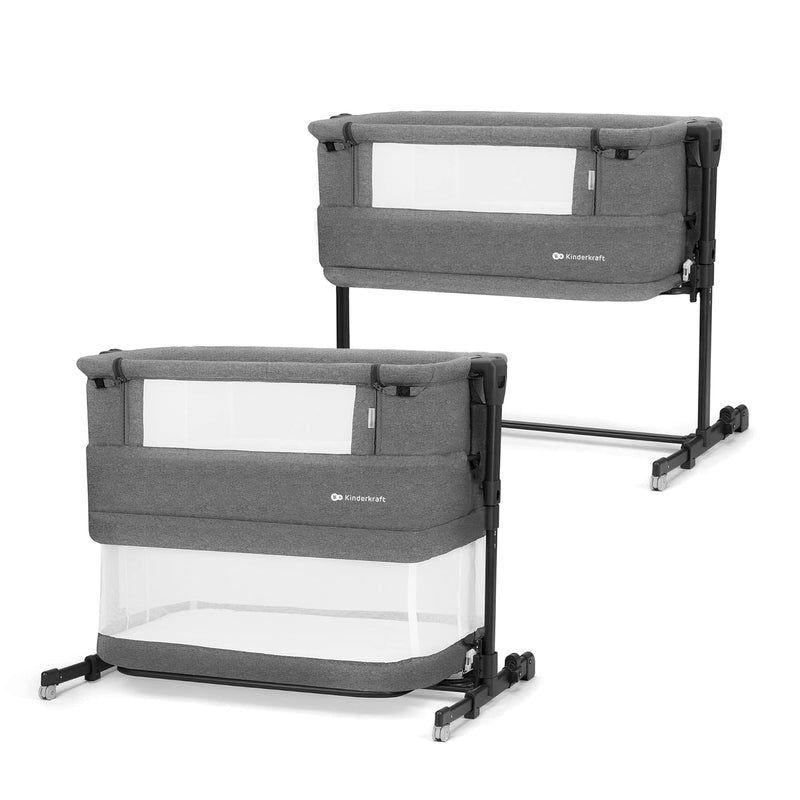 Kinderkraft NESTE GROW 3 in 1 Babybett, Beistellbett baby, Kinderbett ab Geburt für 2 Jahre, mit Matratze Transporttasche Rollen, Höhenverstellung in 5 Stufen, verstellbaren Matratzenwinke