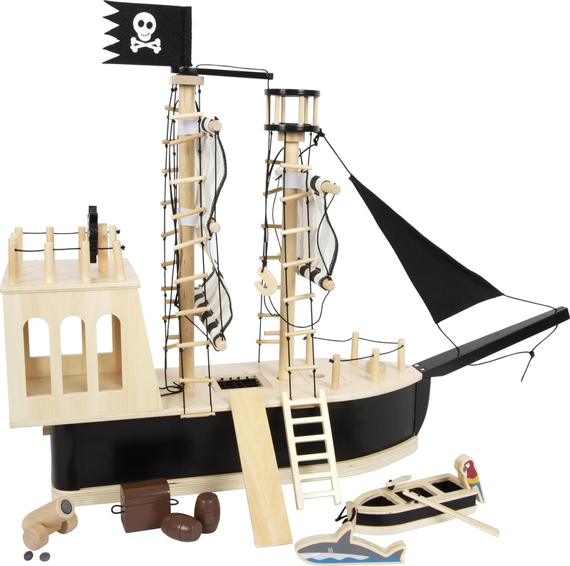 small foot Piratenschiff für Biegepuppen aus Holz, großes Spielschiff mit reichlich Zubehör und Funktionen, 12411