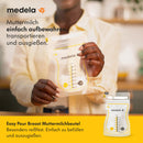 Medela Easy Pour Einweg-Muttermilchbeutel 210 ml – Auslaufsicheres Design mit Milchschutz – BPA-freie Aufbewahrungsbeutel – 50er Pack